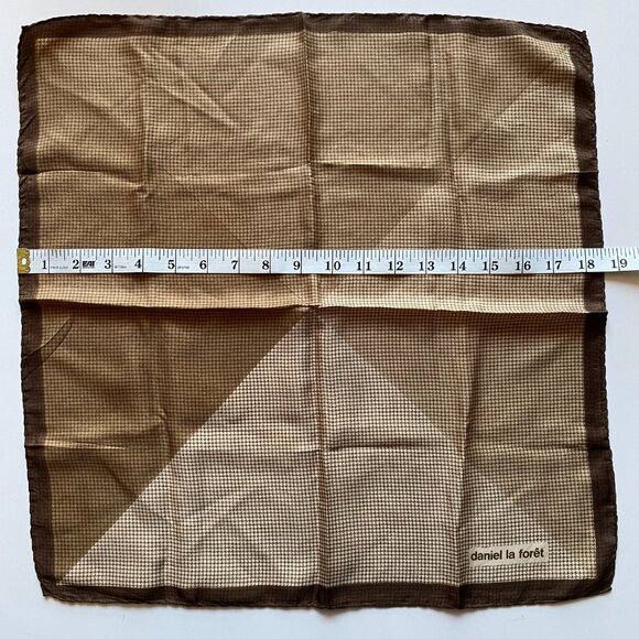 Vintage Daniel la Forêt Paris Silk Scarf 18.5” Fall Beige Brown Black Geometric - Picture 3 of 6